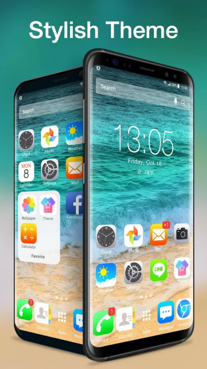 ภาพตัวอย่างแอป iLauncher OS11 PhoneX style